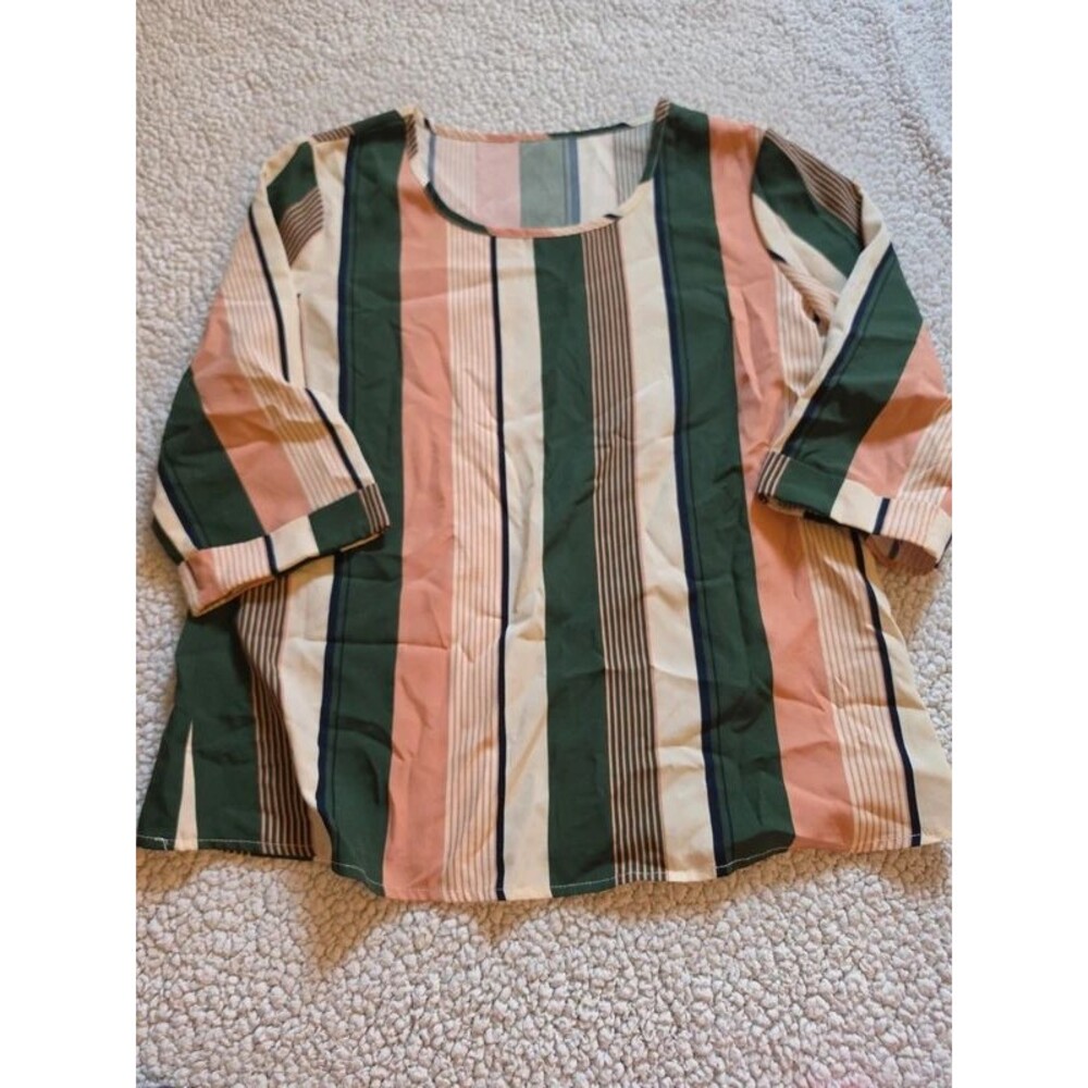 Shein Striped 3/4 Sleeve Blouse Women's Size S